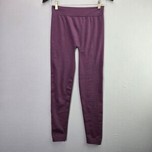 M.U.S.A. Fleece Lined Leggings L07 One Size Plum Purple High Waist Thermal Cozy